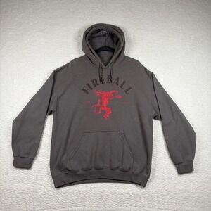 Fireball Whisky Hoodie Mens Graphic Logo Fleece Sweatshirt Large Gray